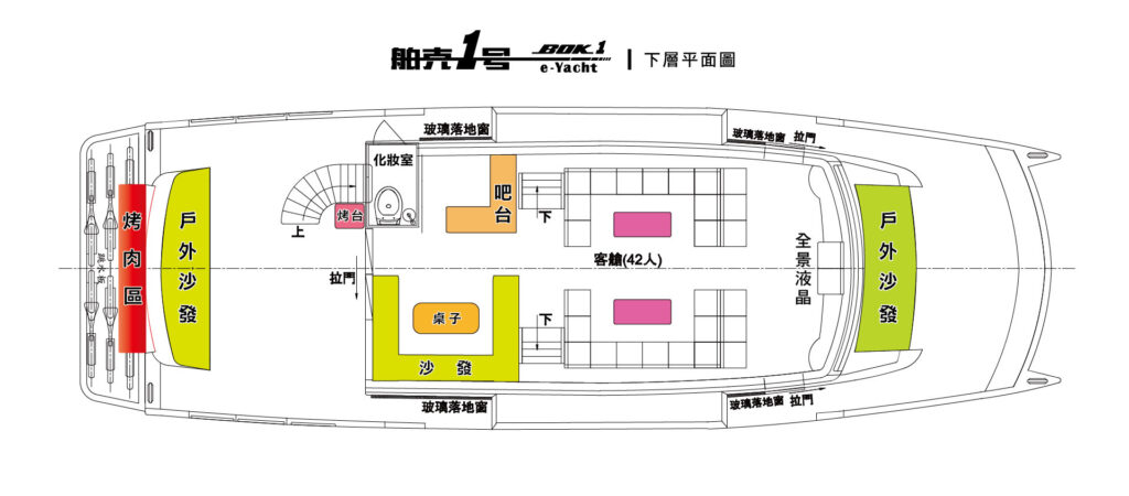 舶克遊艇1號下甲板平面圖